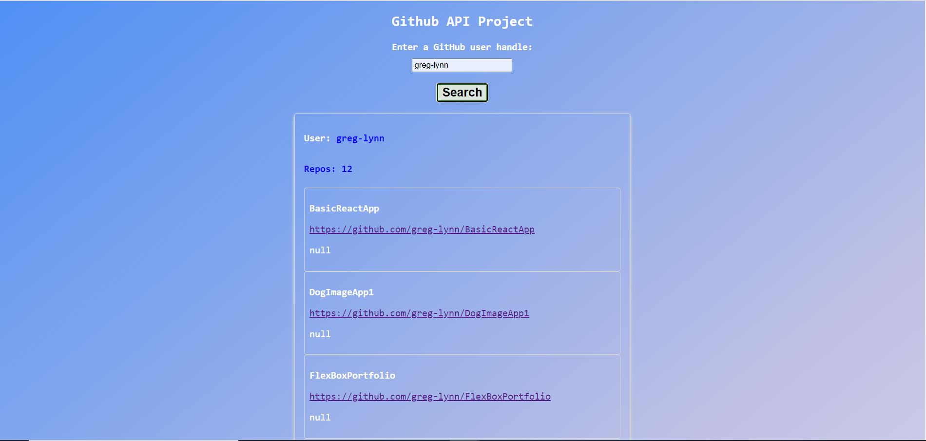 Github API App